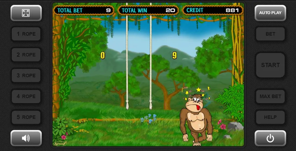 Crazy Monkey: Бонус: пять верёвок над обезьяной